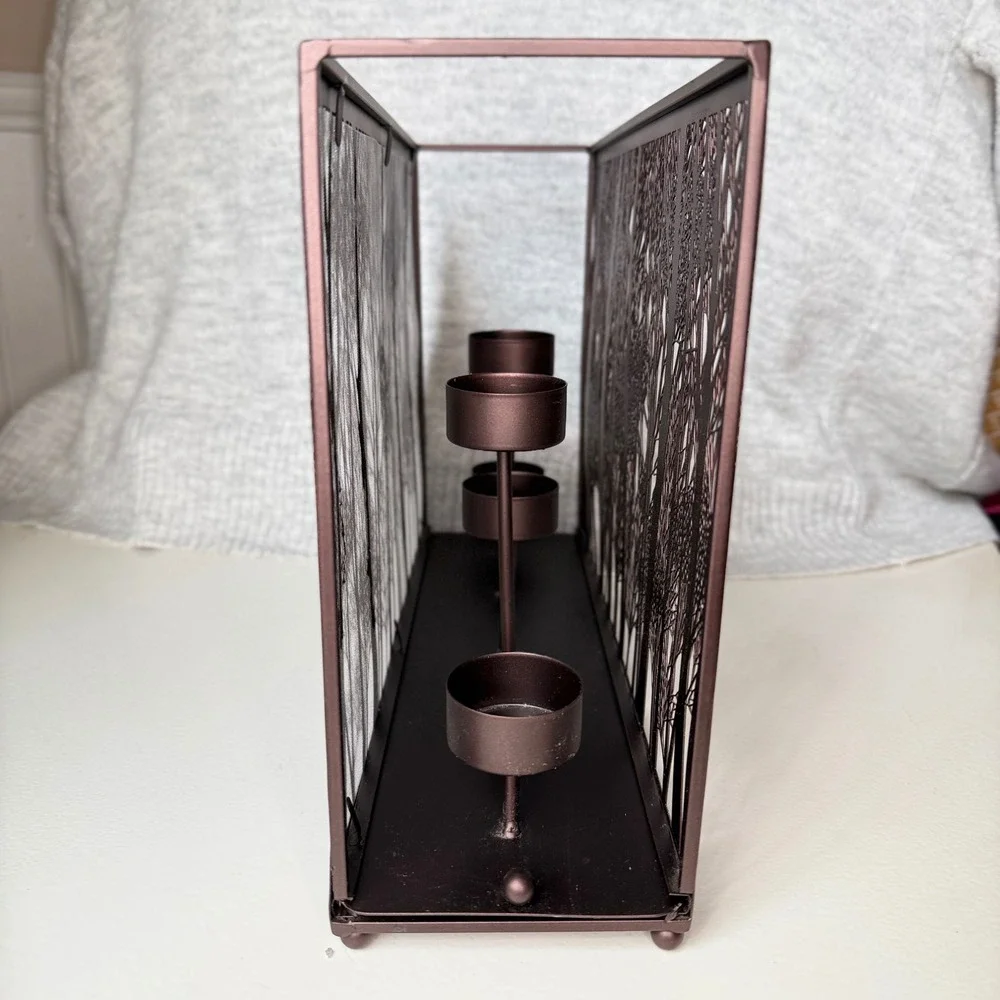 Yankee Candle Multi Forest Silhouette 5 Tea Light Holder Bronze Metal Brown Tree